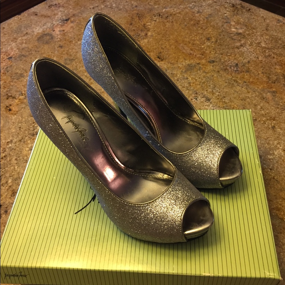 Silver sparkly heels